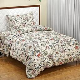 Trance Home Linen 100% Cotton Printed Zippered Single Size Duvet/Blanket/Quilt Cover | Comforter/Razai Cover - 60 x 92 Inch Malhaar Beige-image-44