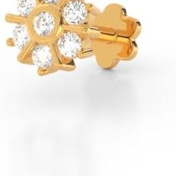 18K Yellow Gold Floral Nath Jewelry Gift for Wife Diamond Nose Pin for Women with BIS & Hallmarked Screw Back Real Gold Nose Stud-image-75