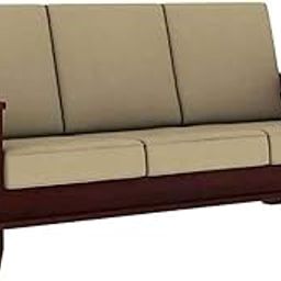 PRIYANSHU WOOD CRAFT Wooden Solid Sheesham Wood 3 Seater Sofa Set with Cream Cushions for Living Room Wooden Sofa with Side Holder for Home (Mahogany Finish)-26