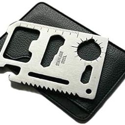 KISUASHI Multifunction 11 in 1 Stainless Steel Survival Kit, Credit Card Pocket Ininja Camping Pocket Multi tool, Emergency Pocket tool keychain.-16