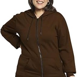 Women's Plus Size Fleece Zipper Hoodie Jacket-image-70