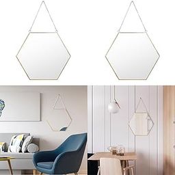 HEAVENGLOW Nordic Wrought Iron Gold dessing Mirror Bathroom Hanging Wall Mirror 2pcs b-image-35