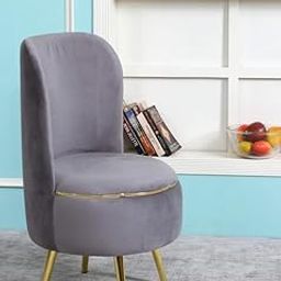 ShadowKart Ottoman Pouffes Sitting Mudda Puffies Stool for Living Room| Pouf Dressing Table| Puffy Footstool| Garden Chair Wooden Metal Leg (Metal-Chair-Grey)-image-1