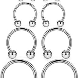 2-8PCS 16G G23 Titanium Horseshoe Septum Ring Nose Rings Hoop Helix Daith Cartilage Tragus Earrings Nipple Eyebrow Body Piercing Jewelry 8mm 10mm 12mm 14mm-image-38