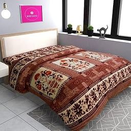 BREVARD Double Bed Woolen Fabric Geometric Quilt Cover/Duvet Cover/Rajai Cover/Blanket Cover for Winters (90x100 Inches, Brown, 300, Zipper)-image-47