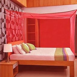 FAVLY Magic Poly Cotton Soft Mosquito Net Machardani for Queen Size Double Bed 5 X 7 Feet RED Color-image-21