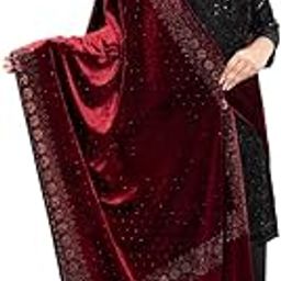Womens Winter Wear Velvet Shawl/Extra Soft and Warm Shawl For Women (26 x 76 Inches)-image-17
