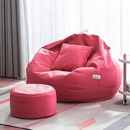 LEXAVI Brand® - Beanbag - Footrest - Coushion with Beans Filled | Ready to Use |Faux Leather, Colour - (3XL, Royal Pink)-11