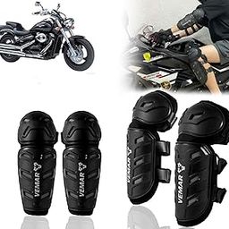 Auto Pearl Motorcycle Knee Shin Guards Elbow Pads, 4 in 1 Monstor Style Knee Shin Safe Protection Armor for Moto Cycling Racing compatible with Intruder M800 (Black, 4Pcs)-image-42