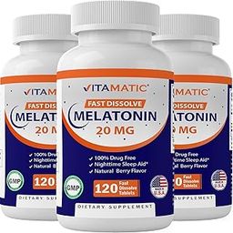 Athinika Nutrition Melatonin 20mg Tablets | Vegetarian, Non-GMO, Gluten Free | HIGH Potency 20 MG | Natural Berry Flavor (1/2 Tablets = Melatonin 10mg) (120 Count (Pack of 3))-38