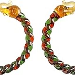 Glass Elephant Hoop Bangles, Twisted Spiral Design Bracelet Set, Multi-Colour Options-image-28