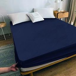 Kitten Bite Mattress Protectors,Gadda Cover,100% Cotton&Waterproof,Premium Cotten Feel,Breathable and Hypoallergenic Ultra Soft Fitted(72x78Inches) Dark Blue-image-83