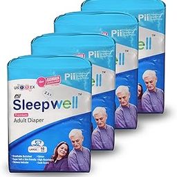 Pii Sleepwell Tape Style Premium Adult Diapers - 40 Count (Large) | Leakproof Protection, Wetness Indicator, Odour Control | Unisex Comfort for All-Day Use | Pack of 4-image-10