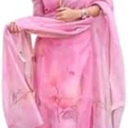 Women's Pink Floral Kurta with Dupatta Set, Traditional Indian Ethnic Wear, No Bottomwear, Only Kurti and Dupatta-image-0