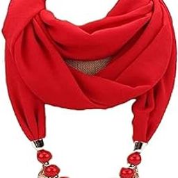 Plain Design Necklace Scarf For Women & Girls Fashion Pearl Necklace Wrapped Chiffon Scarf-image-18