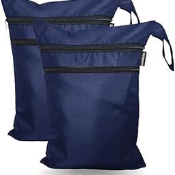 MAINDAIS Waterproof Wet Bag, Washable, Reusable for Travel, Beach, Pool, Stroller, Diapers, Dirty Gym Clothes, Wet Swimsuits,Toiletries with Extra Pocket Zipper(Pack of 2) (Pack of, Blue)-image-82