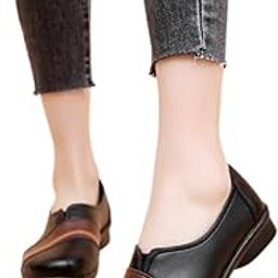 Womens Loafer Flats Shoes Comfortable And Supportive Slip-Ons Uniform Formal Shoes With Low Block Heel For Work Business And Casual-image-36