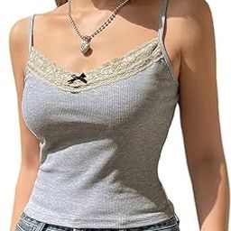 Women’s Ribbed Lace Trim Sleeveless Vest Camisole Top | Slim fit Strechable All Season Padded Spaghetti Strap Tank top-picture-41