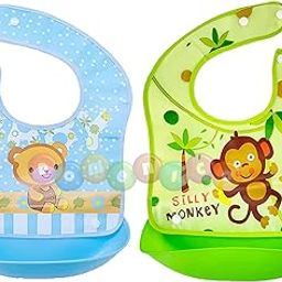 DOMENICO Baby Silicon Bib/Apron for Feeding Infants and Toddlers with Detachable Food Catcher-Multicolor, Waterproof (6 Months to 2 Years)-image-35