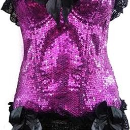 Hot Pink Sequin Lace Trim Overbust Corset Top Size Medium-image-16