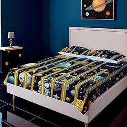 Urban Basics NASA USA Digital Printed King Size Bed Bedsheet – Nebula Night, 274 * 274 cm, with 2 Pillow Covers, Wrinkle Resistant, Super Soft Bedsheet for Bedroom-image-35