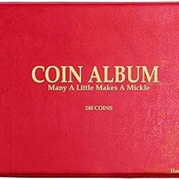 House of Quirk 240 Pockets Coin Holder Collection Coin Storage Album Book for Collectors, Money Penny Pocket - Red-12