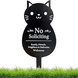 Handook No Soliciting Sign for House Funny Metal No Soliciting Yard Sign, 16.5"x7.1" Black Cat No Solicitation Sign for Home and Business-image-24