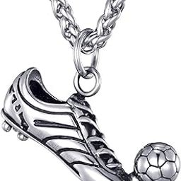 Jewellery Silver Stainless Steel Soccer Football Pendant Necklace with Link Chain for Men and Boys (NSSK98_A1)-image-7