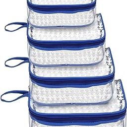 STACKRAID Designer Transparent Cosmetic Pouch Makeup Organizer Pouch Jewellery Accessories Zippered Toiletry Bag with Handle for Men for Women Men(Blue Border)-image-2