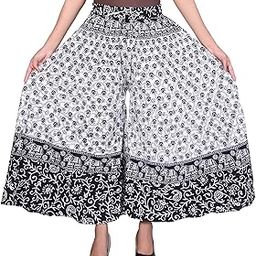 Women's Soft Relaxed Long Palazzo Pants Rajasthani Printed Palazzo Jaipuri Hand Block Palazzo Pants (Free Size)-image-56