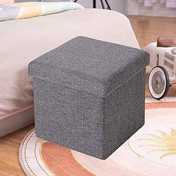 VIDORA Room Cube Shape Sitting Stool with Storage Box 30 X 30 X 30 Cm Foldable Storage Bins Multipurpose Clothes, Books, and Toys Organizer with Cushion-5
