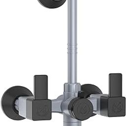 RN PTMT Superior Plastic Faucet 3 in 1 L-Bend Wall Mixer Tap for Bathroom for Hot & Cold Water | Provision to Connect Overhead Shower (Metallic-Grey-Black-Dual)_RNVIR09B19 | 20mm(3/4") Cartridge-8