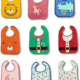 DAADUN Waterproof Spill Resistant Bibs, Baby Apron With Bib, Baby Bibs For 6 to 12 Months, Fastdry Bibs, Soft Cotton Bib-19
