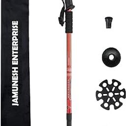 JAMUNESH ENTERPRISE Trekking Poles – Lightweight Collapsible Hiking Poles, Shock-Absorbent Walking Sticks with All Terrain Accessories and Carry Bag (Red)-image-4