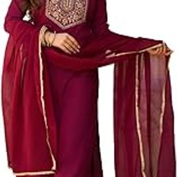 Women's Embroidered Kurta Set with Dupatta | Elegant Cotton Blend Ethnic Suit with Fine Detailing | Traditional Indian Wear for Weddings & Celebrations-image-3