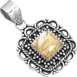 Natural Golden Rutile Gemstone Pendant Solid 925 Sterling Silver Latest Jewelry (31639_P)-image-14