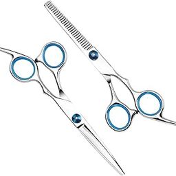 Homeaura Pack of 2 Hair Cutting Scissors Professional Stainless Steel Thinning Scissors for Men and Women | Precision Haircut for Salon Barber Grooming Beard Mustache Home Use-31