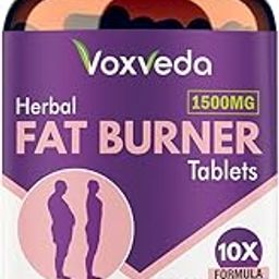 Voxveda's Fat Burner for Men & Women | Herbal Fat Burner Tablets 1500 mg (60 Tablets) | Helps Weight Loss Support with Herbal Extracts - 10X Formula | Helps Burn Fats-0