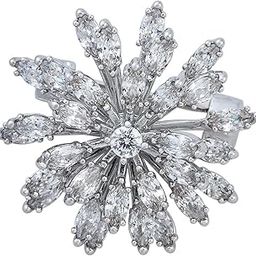 Fashion Jewellery White Rhodium Polished Copper Trendy Zircon Saree Brooch, Best for Bridal Wear & Special Occasion - 449585-image-72