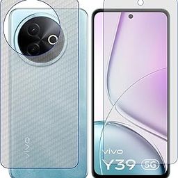 TELTREK Matte Front Screenguard & Carbon Fiber Back Skin Combo, Made of Flexible Fiber Material Not a Glass, Front & Back Impossible Screen Guards for Vivo Y39 5G-image-2