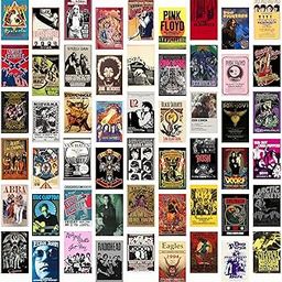 Posters Inc Paper Pack Of 54 Rock Band Vintage Stickers For Bedroom,Music Poster For Wall,Collection Of World Tour Concert Light Show Photos Of Favourite Idol,4*6 Inch Not Framed,Glue Dots Included-1