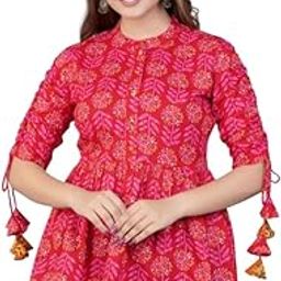 Women and Girls DarkPink Short Kurti/top-image-1