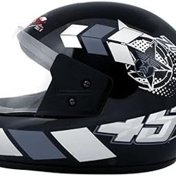 STISS Strong and Durable 6 Jali Stylish Matt Finish Full face Bike Helmet | Scratch Resistance and Silicone Glass Protection -Silver-26