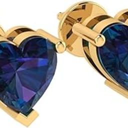 Gold Plated Pure 925 Sterling Silver Earrings | 7mm X 7mm Heart Shaped Gemstone Solitaire Screwback Earrings | Birthstone Stud Earrings | Multiple Gemstone Options-2