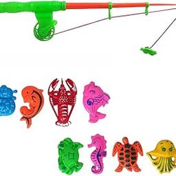 Magnetic Fishing Toy for Kids, Plastic Playing Toy, Fishing Rod with 8 Fishes, Fish Catching Game(Multicolor) (Fish Catching Rod)-32