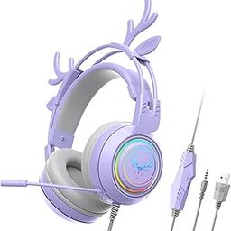 bnf Wired Gaming Headset with Microphone 3.5mm USB Lightweight for Tablet Laptop Purple-10