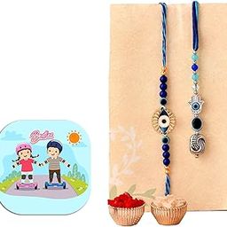 Amazon Brand - Umi Rakhi for Brother and Bhabhi with Gift Combo, Evil Eye Rakhi Set of 2 for Bhaiya Bhabhi, Rakhis for Rakshabandhan, Evil Eye Couple Pair, Fridge Magnet Gift for Door Décor-image-92