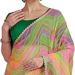 Women's Georgette Foil Printed Saree with Unstitched Blouse Piece-image-84