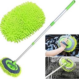 2 in 1 Microfiber Car Washing Mop with Long Handle ,Car Cleaning Accessories | Chenille Microfiber Flexible Duster | Dry/Wet Home, Kitchen, Office Cleaning Brush Extendable Handle-26