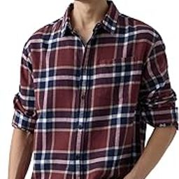 Plaid Shirt: Copper Men and Boys Long Sleeves Collared Neck Button Front Cotton Relaxed Fit Shirts-image-16